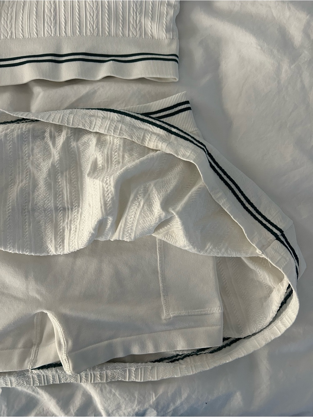 White Tennis Skort and Matching Sports Bra Set - Picture 3 of 5